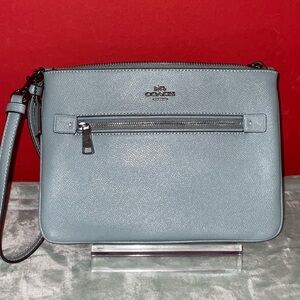 Coach green Leather Crossbody Wristlet with Silver Hardware NWOTS